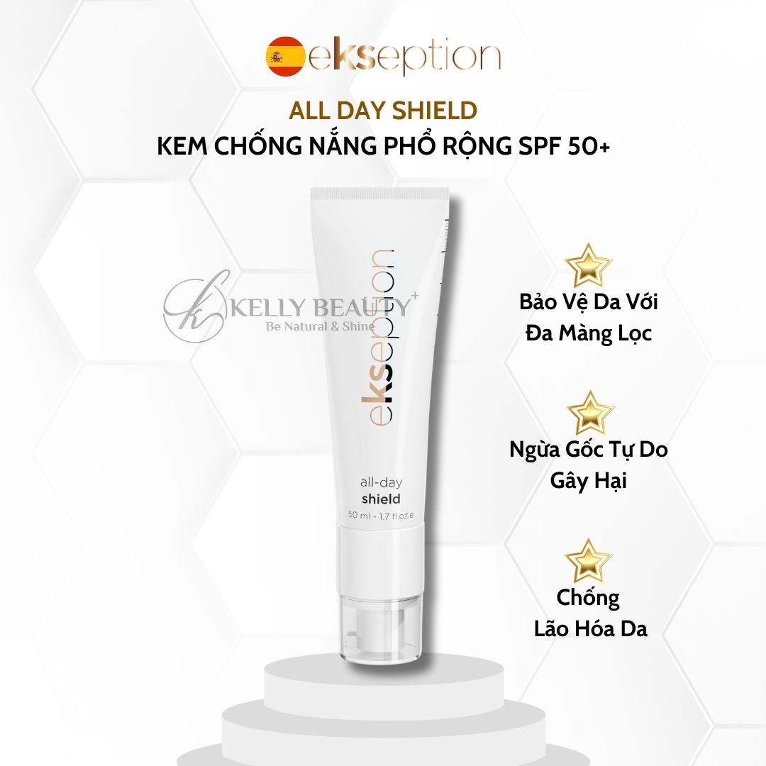 ekseption All Day Shield SPF 50+ - Kem Chống Nắng Phổ Rộng, Bảo Vệ Da Với Đa Màng Lọc - Kelly Beauty