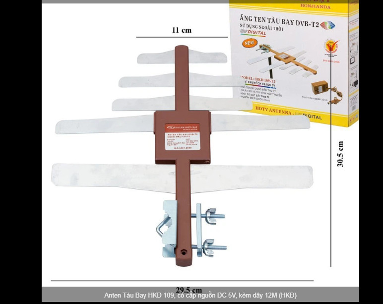 Anten Tàu Bay HKD 109, có cấp nguồn DC 5V, kèm dây 12M (HKĐ) hàng chính hãng