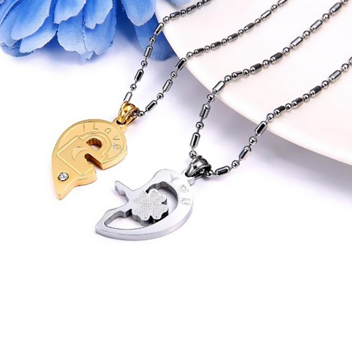 Dây chuyền cặp đôi chìa khóa cỏ 4 lá may mắn ver2 CDC009V