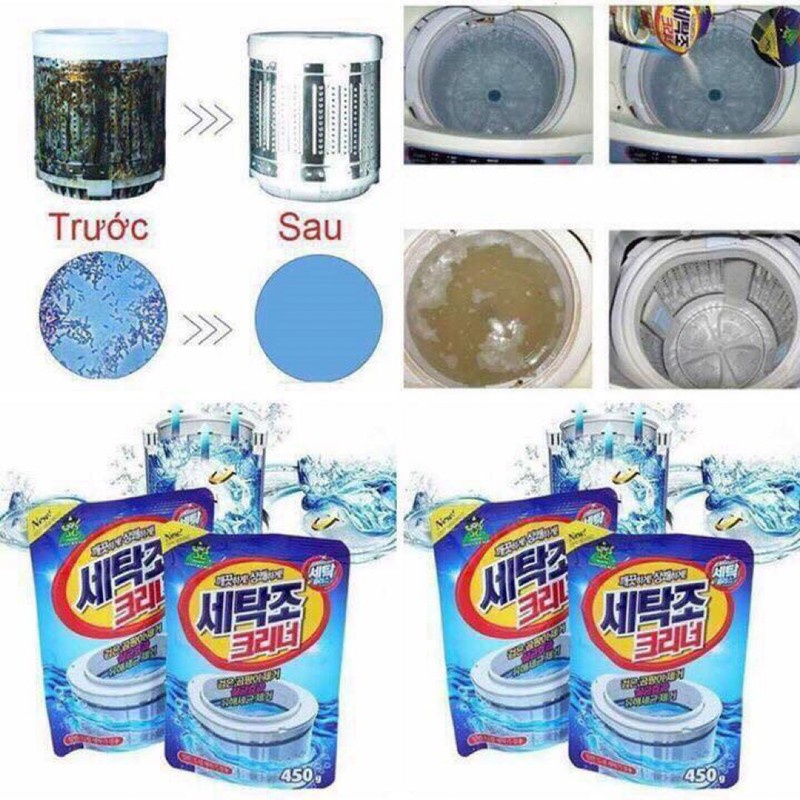Bột Tẩy Lồng Máy Giặt Vệ Sinh Máy Giặt Hàn Quốc Loại 450g H106 - Egreen Dùng 1 Lần