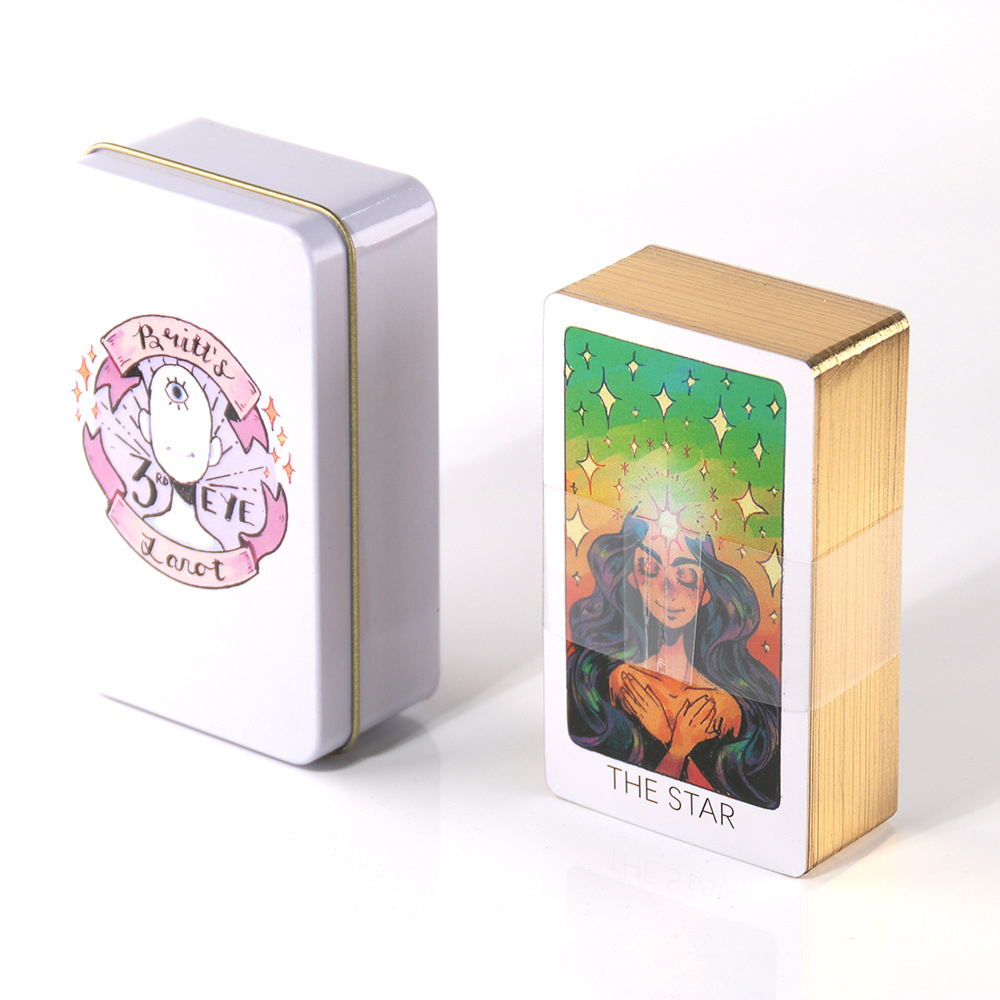 Bộ Bài Britt's Third Eye Tarot Hộp Thiếc Mạ Cạnh Vàng 78 Lá