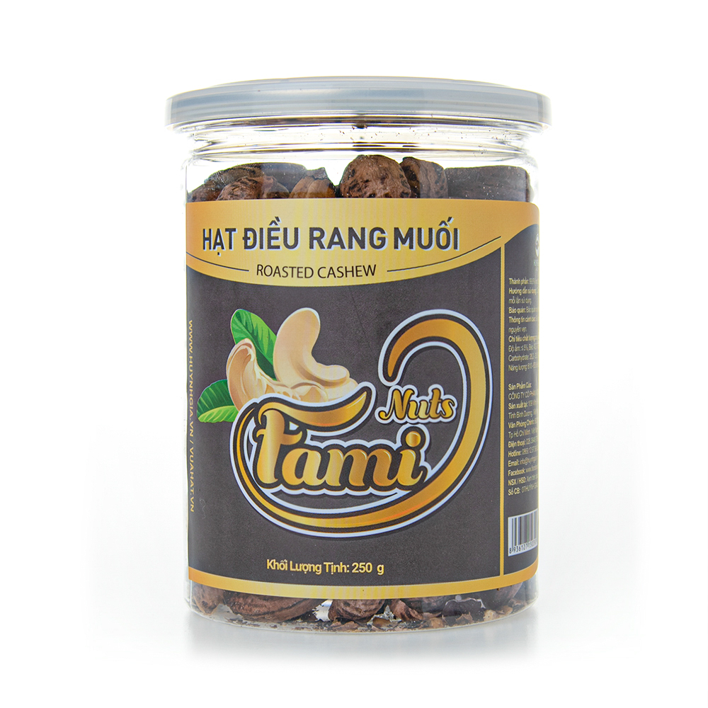 Hạt Điều Rang Muối Vỏ Lụa, Hạt Điều Rang Muối A Cồ, Hạt Điều Rang Muối Size A+ 400 Hạt/ 1 Kg - Hũ Nắp Nhôm 250g FAMINUTS
