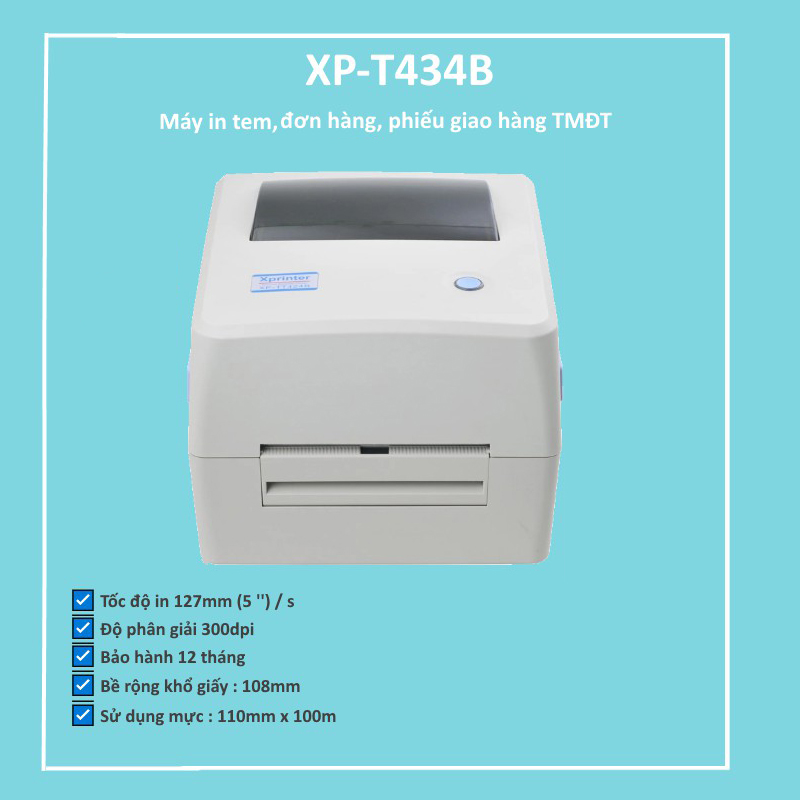 Máy In Đơn Hàng Xprinter XP-TT434B HÀNG CHÍNH HÃNG