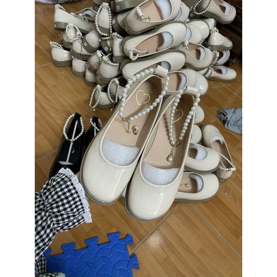 Giày Búp Bê Mũi Tròn Da Bóng Đế Đốc 2cm Quai Ngọc Điệu Đà G184