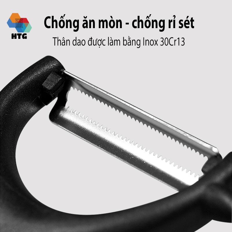 Dụng cụ bào nạo củ quả, gọt vỏ Huohou HU0035 hình răng cưa, xoay 90 độ, inox, hàng chính hãng