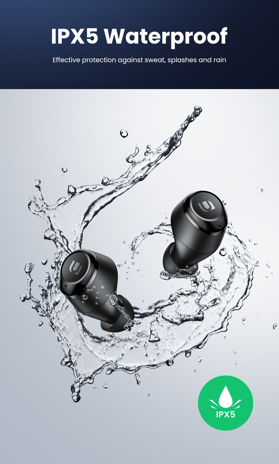 Tai nghe Bluetooth UGREEN 80606 Hi-tune WS100 - Âm thanh Hifi, chống nước IPX5 - Hàng chính hãng