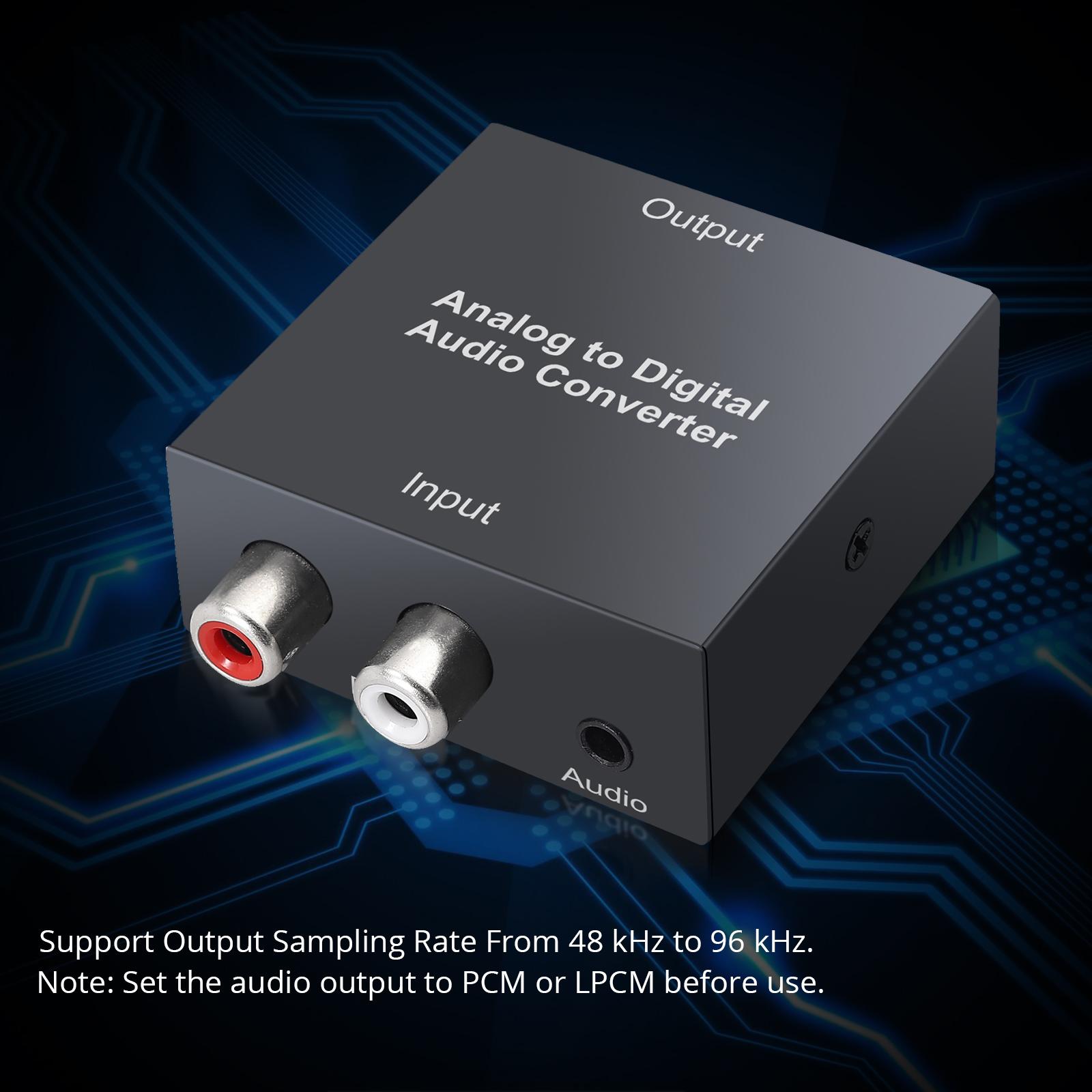 Linkfor Analog sang Digital Audio Converter 2RCA R/L hoặc 3,5 mM Jack Aux sang Toslink SPDIF quang học và đồng trục 48