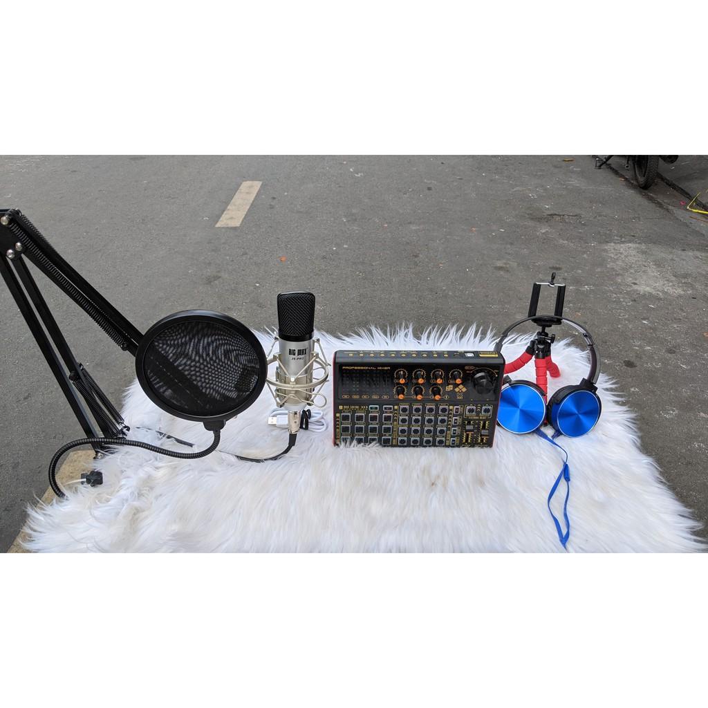 combo micro Big max 26 pro + sound card K3000 thu âm livestream karaoke chân kẹp míc, màng lọc âm tai nghe kẹp bạch tuộc