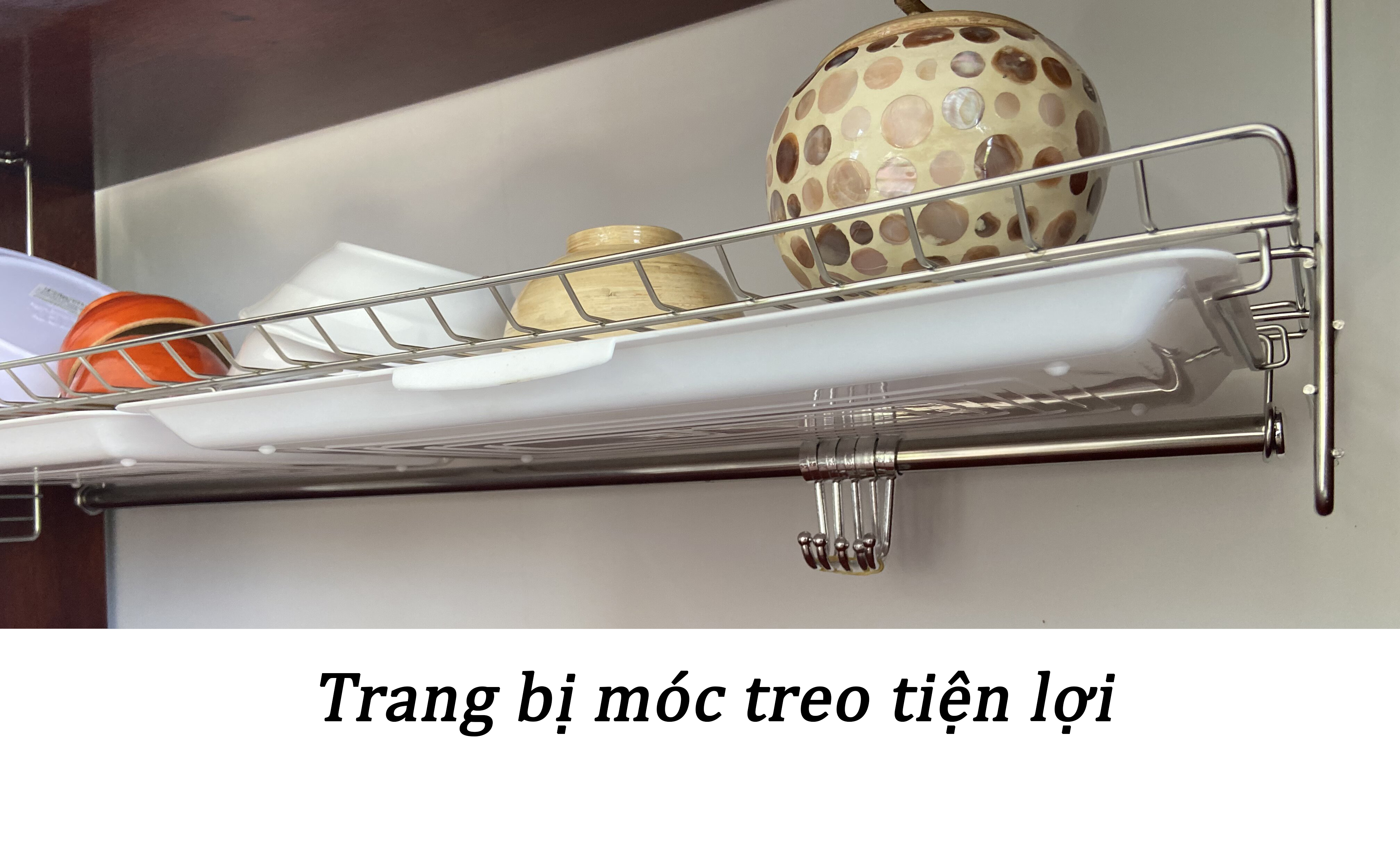 Kệ chén bát đũa đĩa, kệ treo tủ bếp, kệ chén treo 1 tầng Inox 304 DJS-2