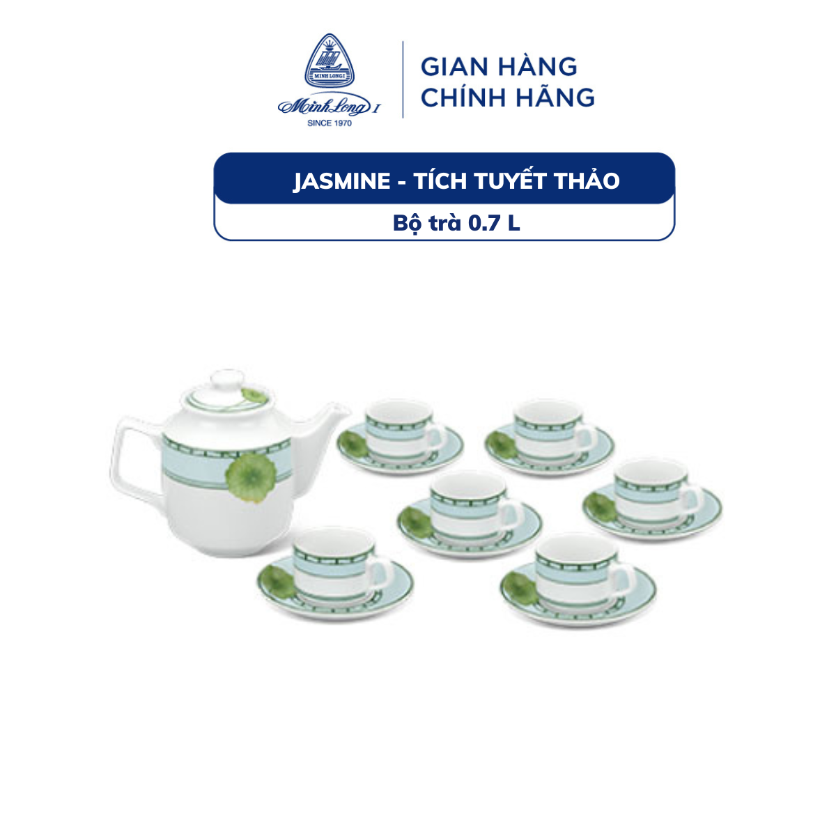 Bộ Trà Sứ Minh Long  0.7 L - Jasmine - Tich Tuyết Thảo