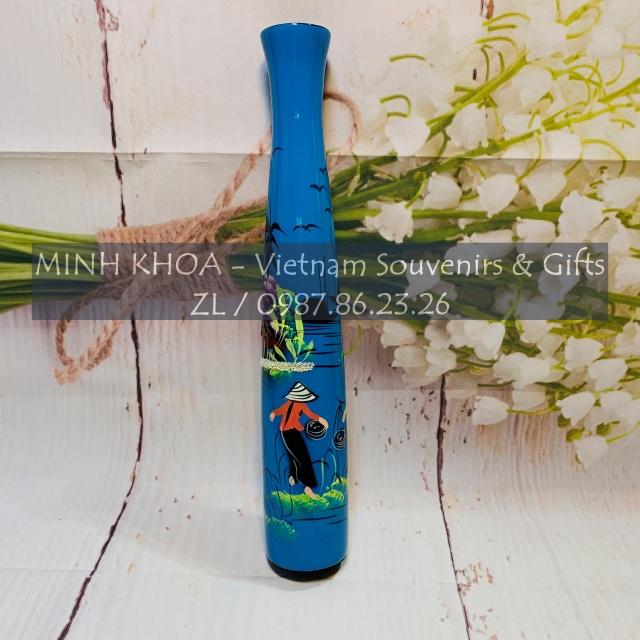 Lọ Hoa Chai Sơn Mài Hoa Đào 30 Cm - Vietnamese Lacquer Vase