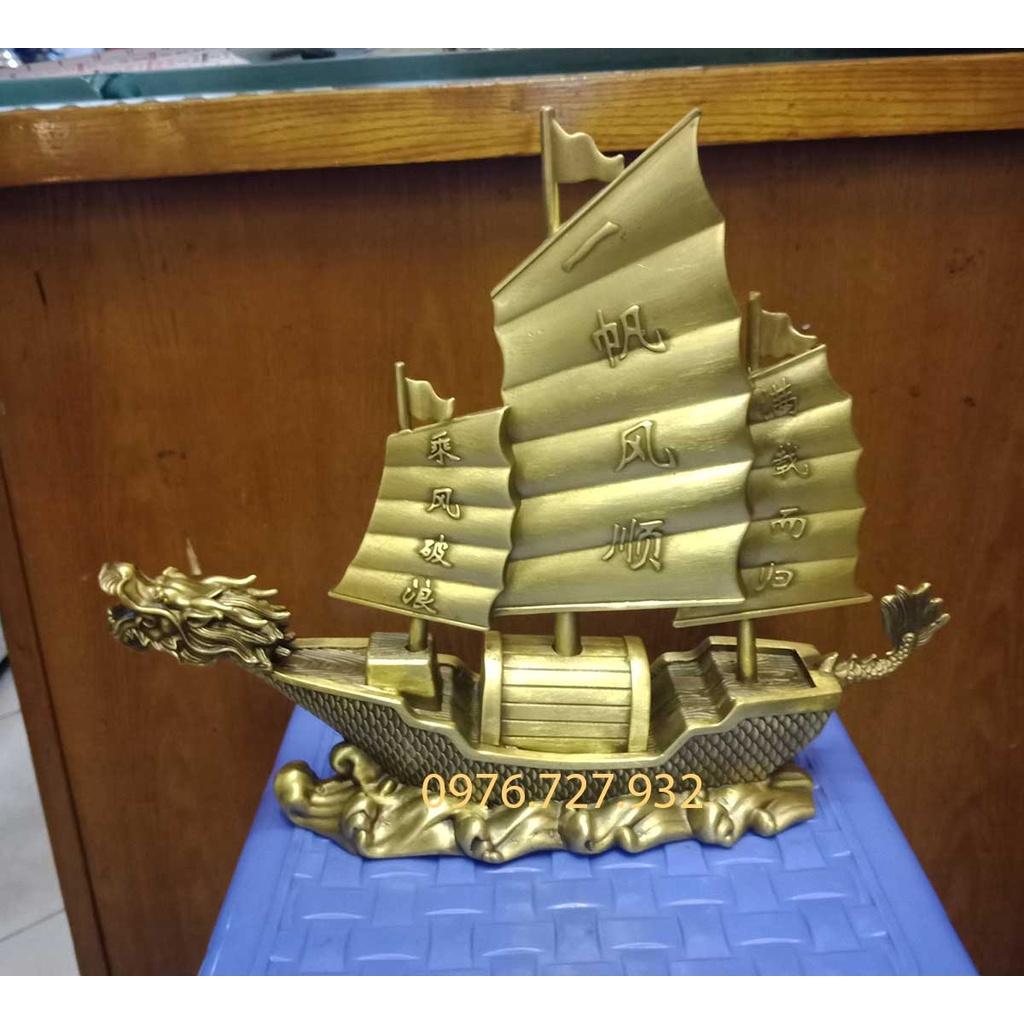 Thuyền buồm phong thủy bằng đồng, thuyền đầu rồng dài 32cm, thuận buồm xuôi gió