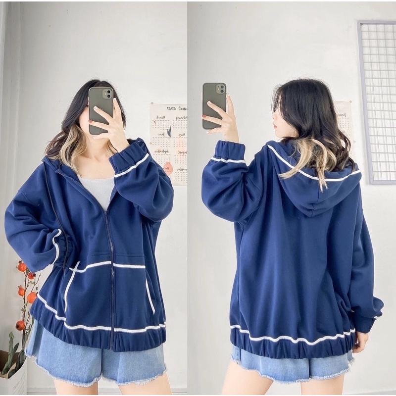 Áo Khoác dây kéo viền trắng/ Hoodie Zip WEST {màu Đen/ Xanh/ Hồng} Form rộng Unisex Nam/Nữ cực đẹp chất xịn