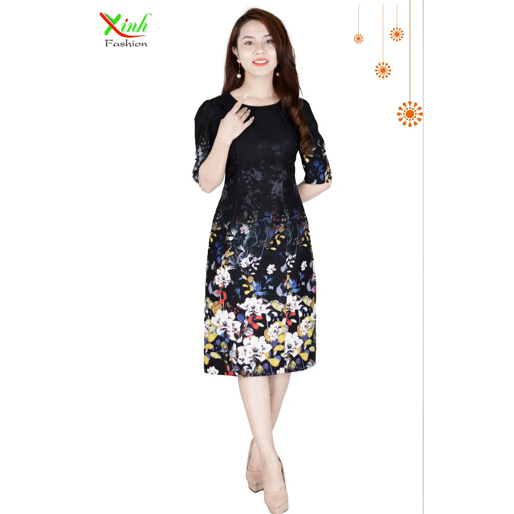 Đầm Suông Hoa In 3D Siêu Sang Gọn DL927