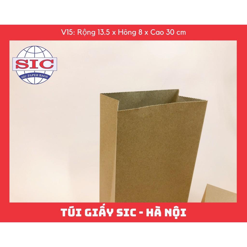 10 CHIẾC TÚI GIẤY KRAFT V15: 13.5x8x33 MÀU NÂU KHÔNG QUAI ( ẢNH THẬT)