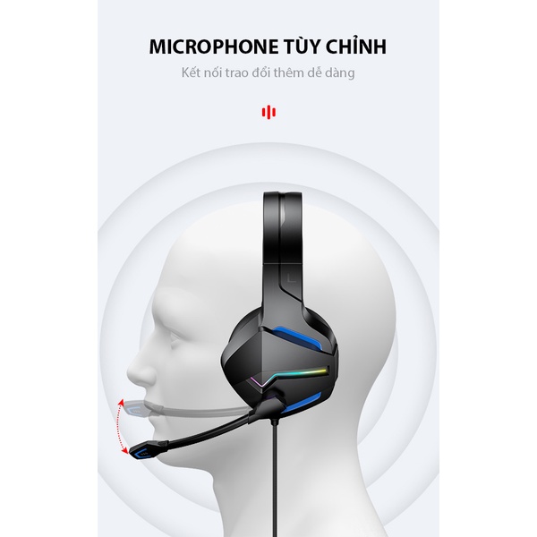 Tai Nghe Gamen GH2200 Kiểu Dáng Gaming Led RGB Over Ear - Hàng Chính Hãng