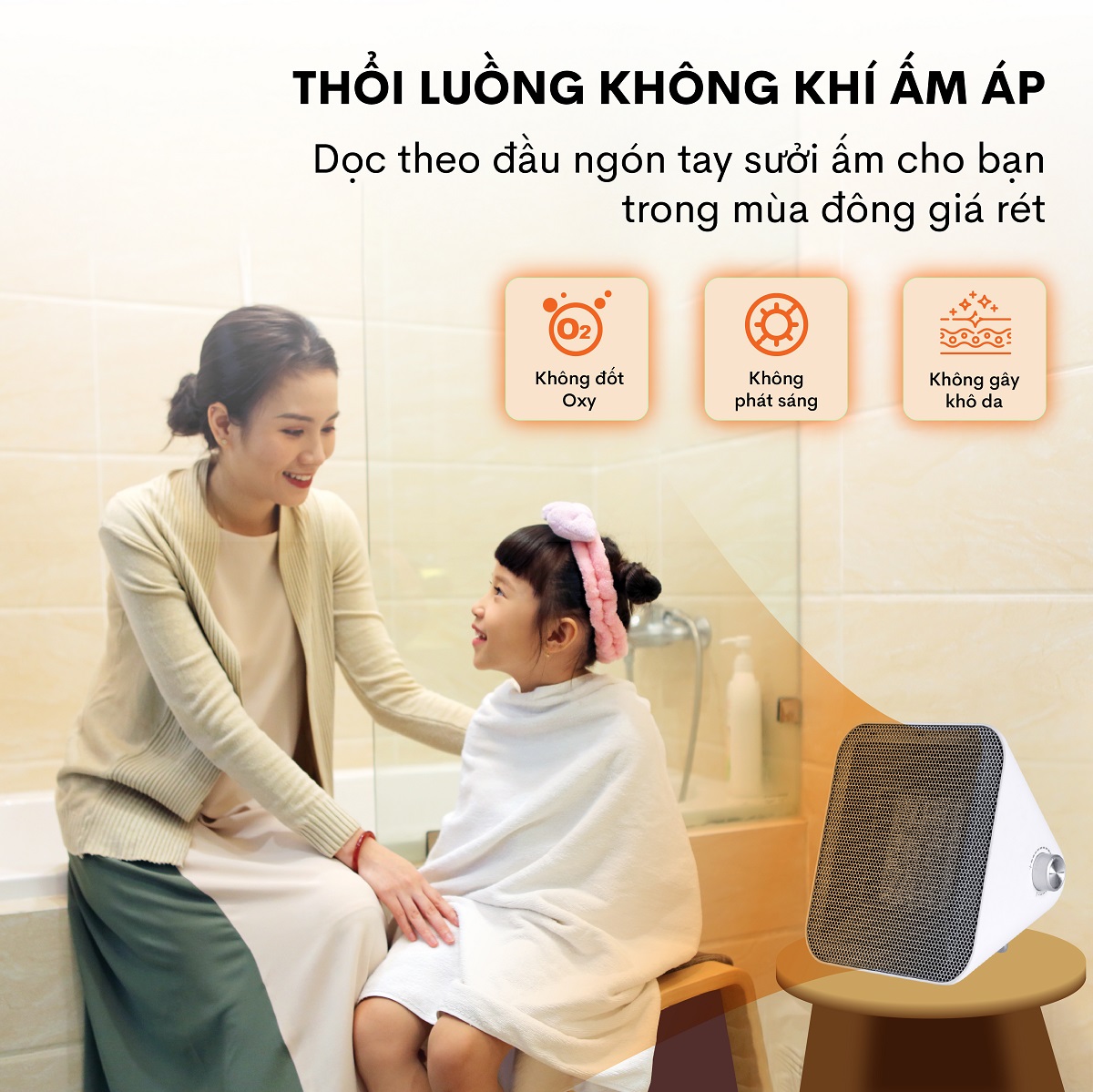 Quạt sưởi gốm ấm Mini nhập khẩu không khô da Fujihome, Hàng Chính hãng bảo hành 2 năm