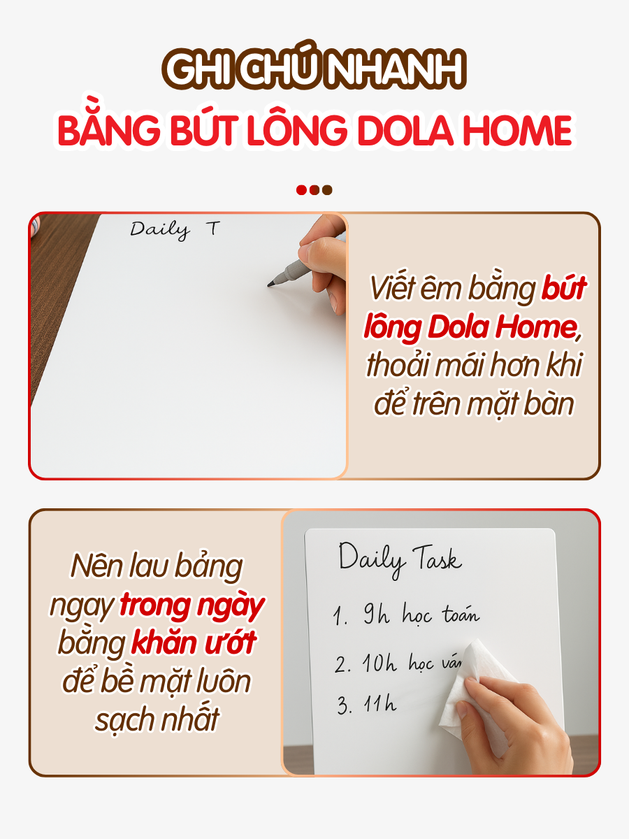 Bảng Từ Tính Kim Loại Dola Home – Nhỏ Gọn, Ghi Chú Viết Xoá Dễ, Decor Góc Làm Việc Aesthetic