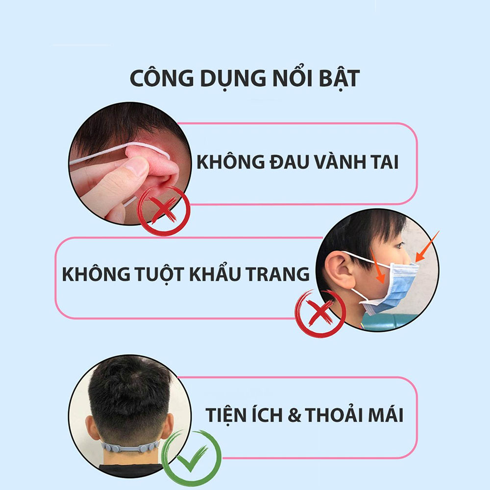 Dây đeo khẩu trang silicone mềm chống đau tai, móc đeo khẩu trang cao cấp Venado