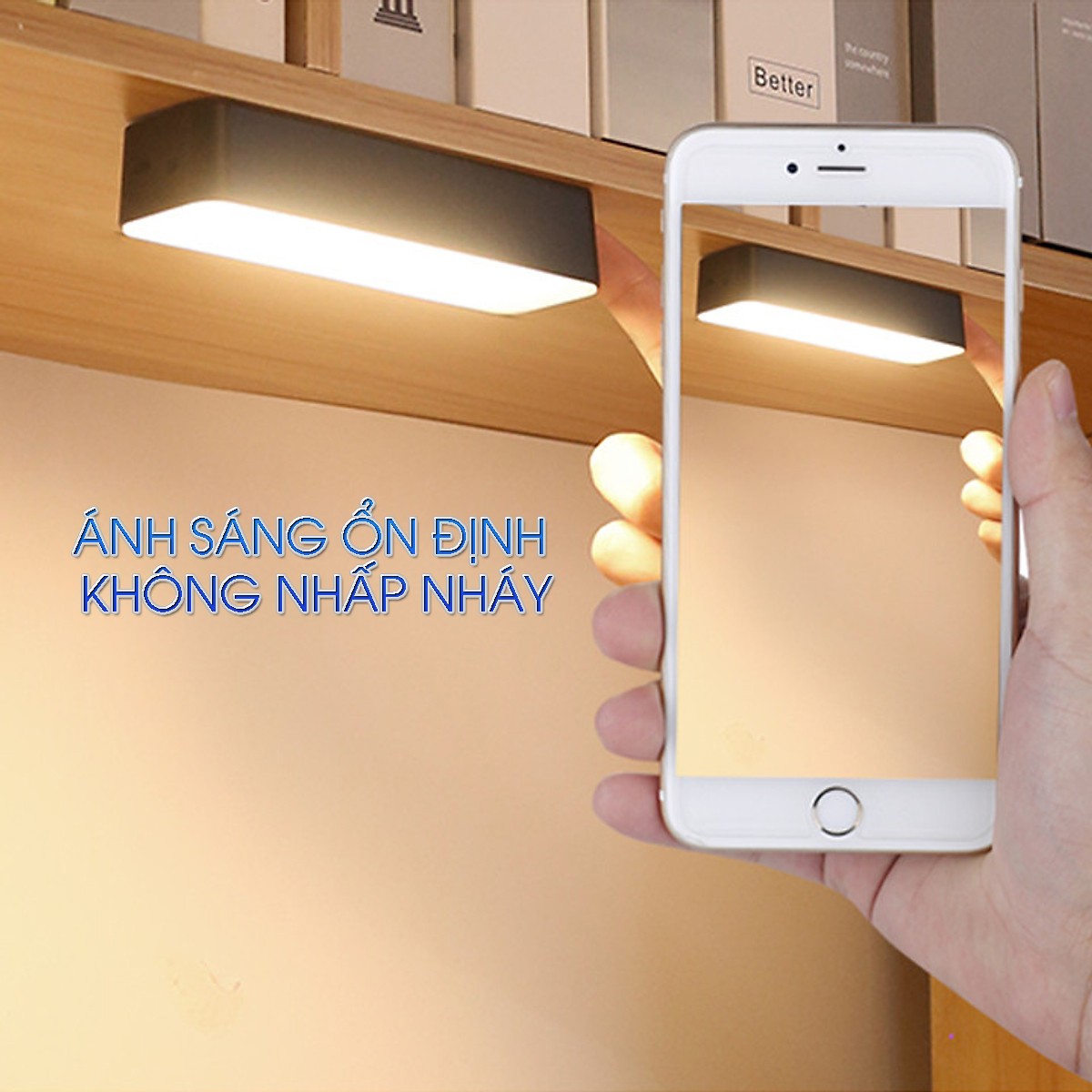 ĐÈN LED HỌC/ ĐÈN NGỦ/ ĐÈN BẾP/ ĐÈN CẦU THANG CẢM ỨNG KHÔNG DÂY DÙNG PIN SẠC TIỆN LỢI, DÙNG MIẾNG DÍNH – 2500MAH