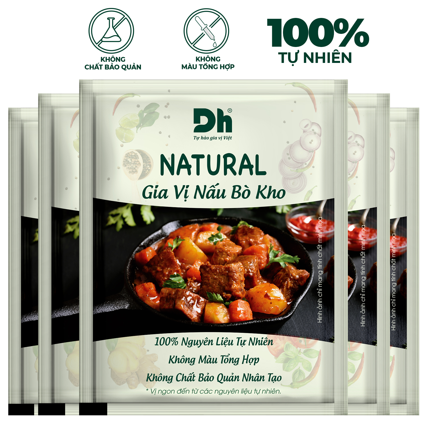 Combo 5 gói Natural Gia vị nấu Bò Kho Dh Foods