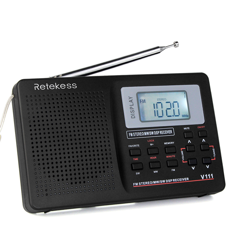 Radio kĩ thuật số Retekess MW / FM / SW Radio âm thanh nổi 9KHz Pocket World Band Điều chỉnh kỹ thuật số Radio Mini DSP