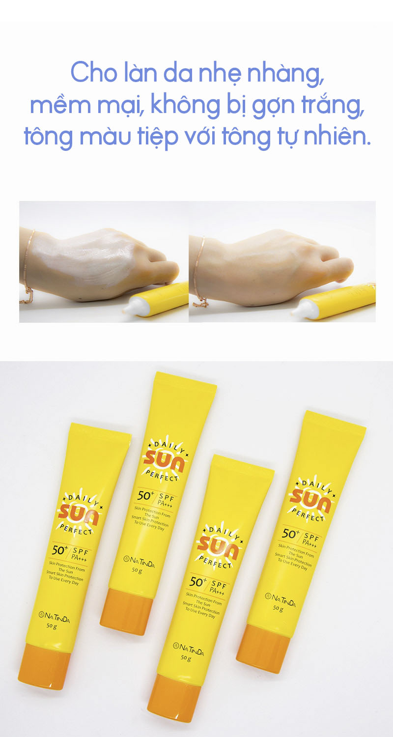 Kem Chống Nắng UVA+ UVB SPF50+PA+++ Natinda Daily Perfect Sun Cream