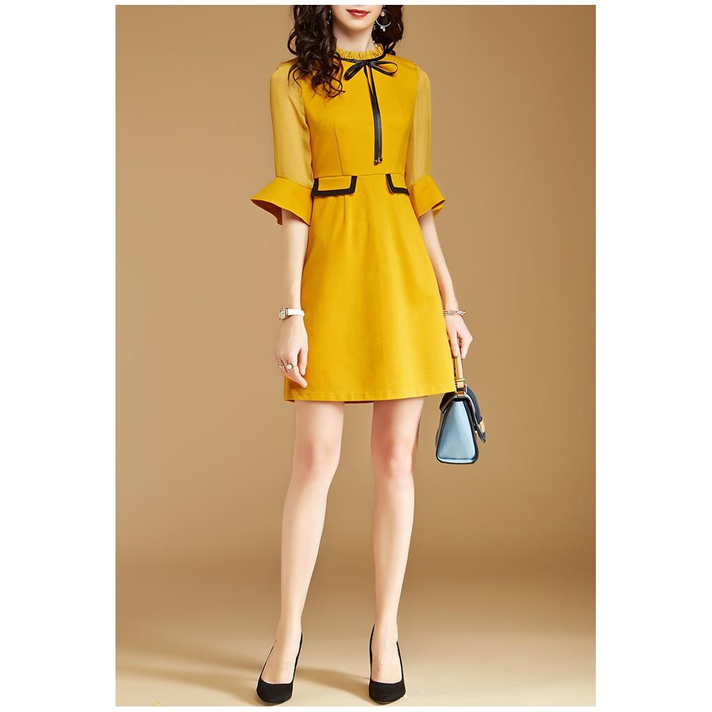 DRESS215-ĐẦM VÀNG TAY LỠ CAO CẤP S-6XL