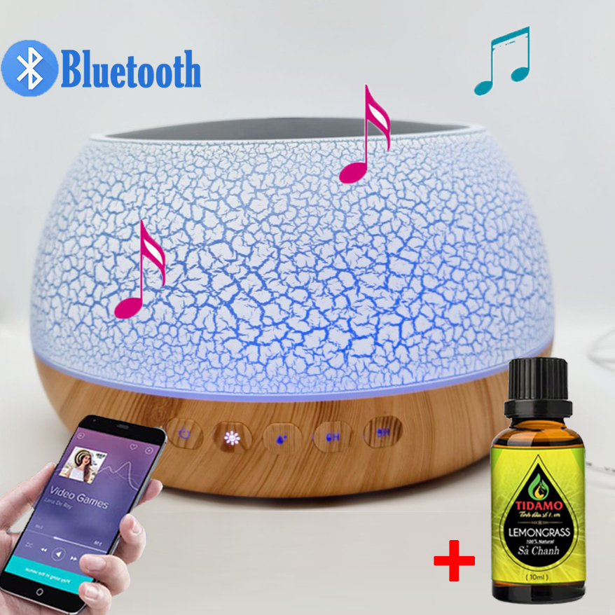 Loa Bluetooth Kiêm Máy Xông Tinh Dầu | Kết Nối Với Điện Thoại Nghe Nhạc Và Tận Hưởng Hương Thơm Tinh Dầu Cao Cấp | Kèm Tinh Dầu Sả Chanh TIDAMO 10ML