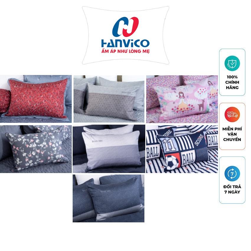 - 2 chiếc vỏ gối đầu Cotton cao cấp Hanvico Blue Sky