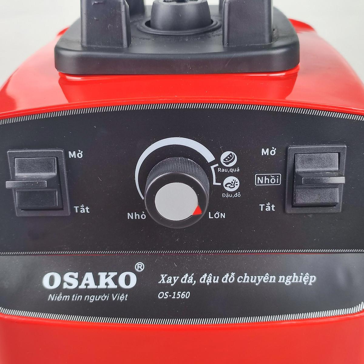Máy xay sinh tố công nghiệp Osako Os.1560, cối 2lit, có chức năng rau quả và xay đậu đỗ hạt khô, màu đỏ-hàng chính hãng