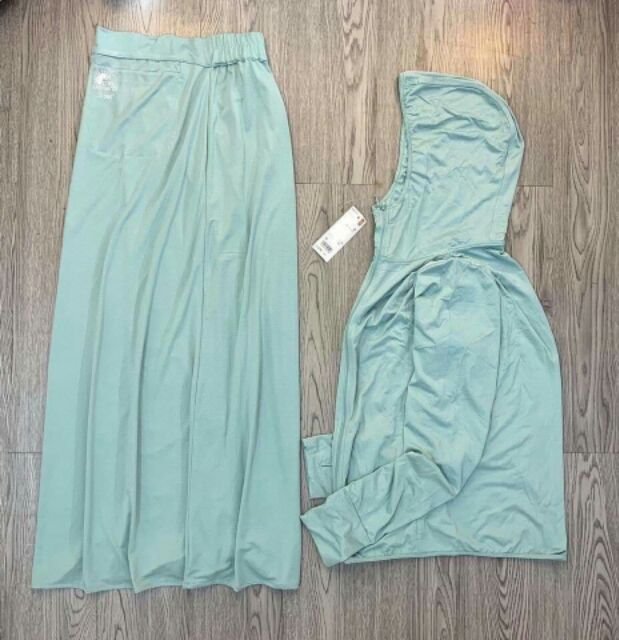 SET ÁO CHỐNG NẮNG túi cuộn + VÁY CHỐNG NẮNG cùng màu chất liệu thông hơi kim cương siêu mát, gọn nhẹ