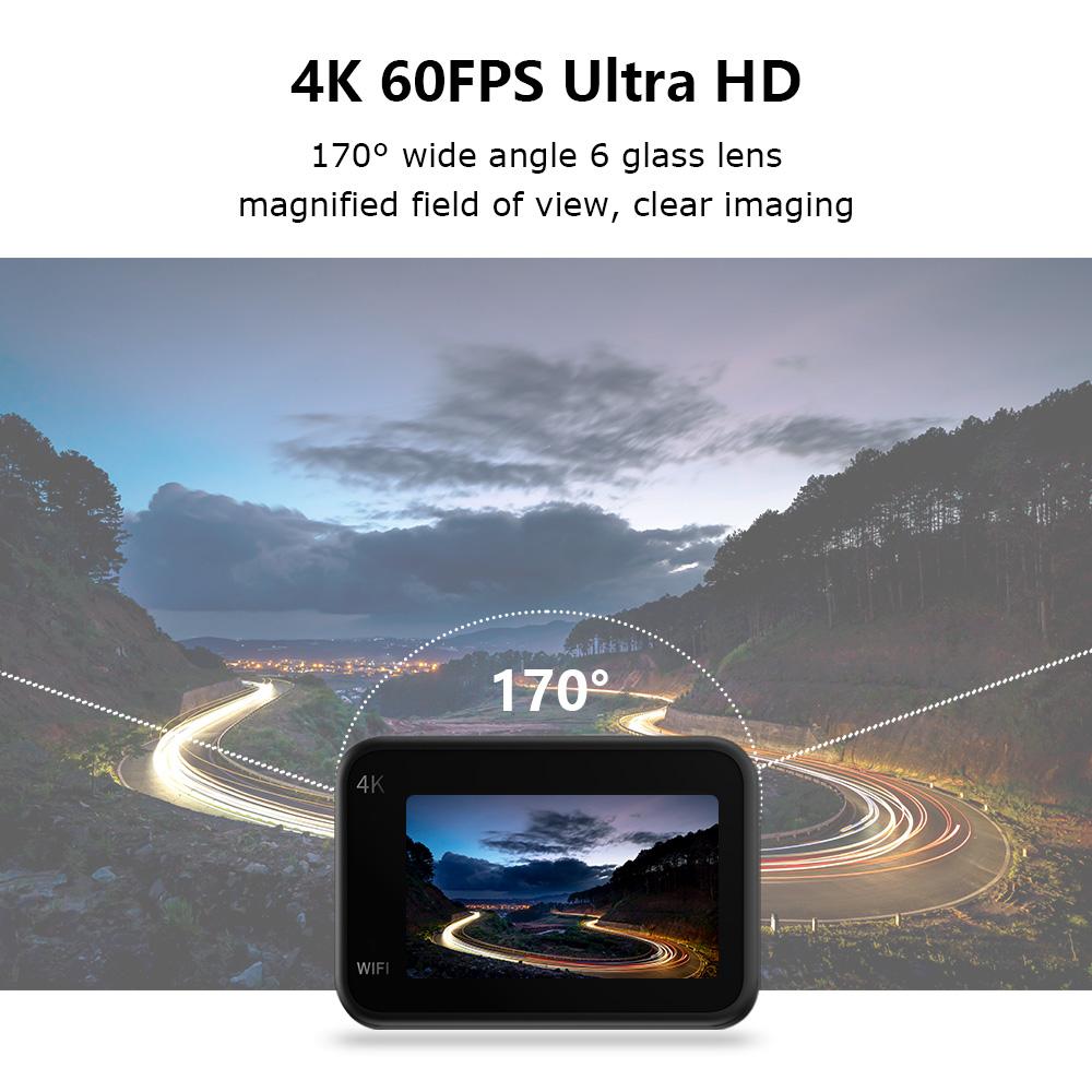 Deelife Action Camara 4K 60FPS Ổn Định WiFi Chống Thấm Nước Cho Mũ Bảo Hiểm Xe Máy Camara Thể Thao