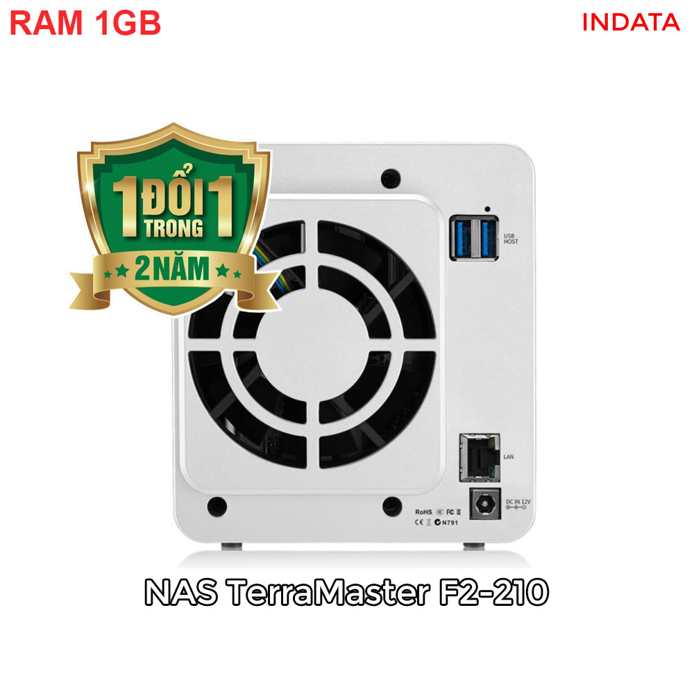 Bộ lưu trữ mạng NAS TerraMaster F2-210 Quad-core CPU, RAM 1GB, 2 khay ổ cứng RAID 0,1,JBOD,Single - Hàng chính hãng