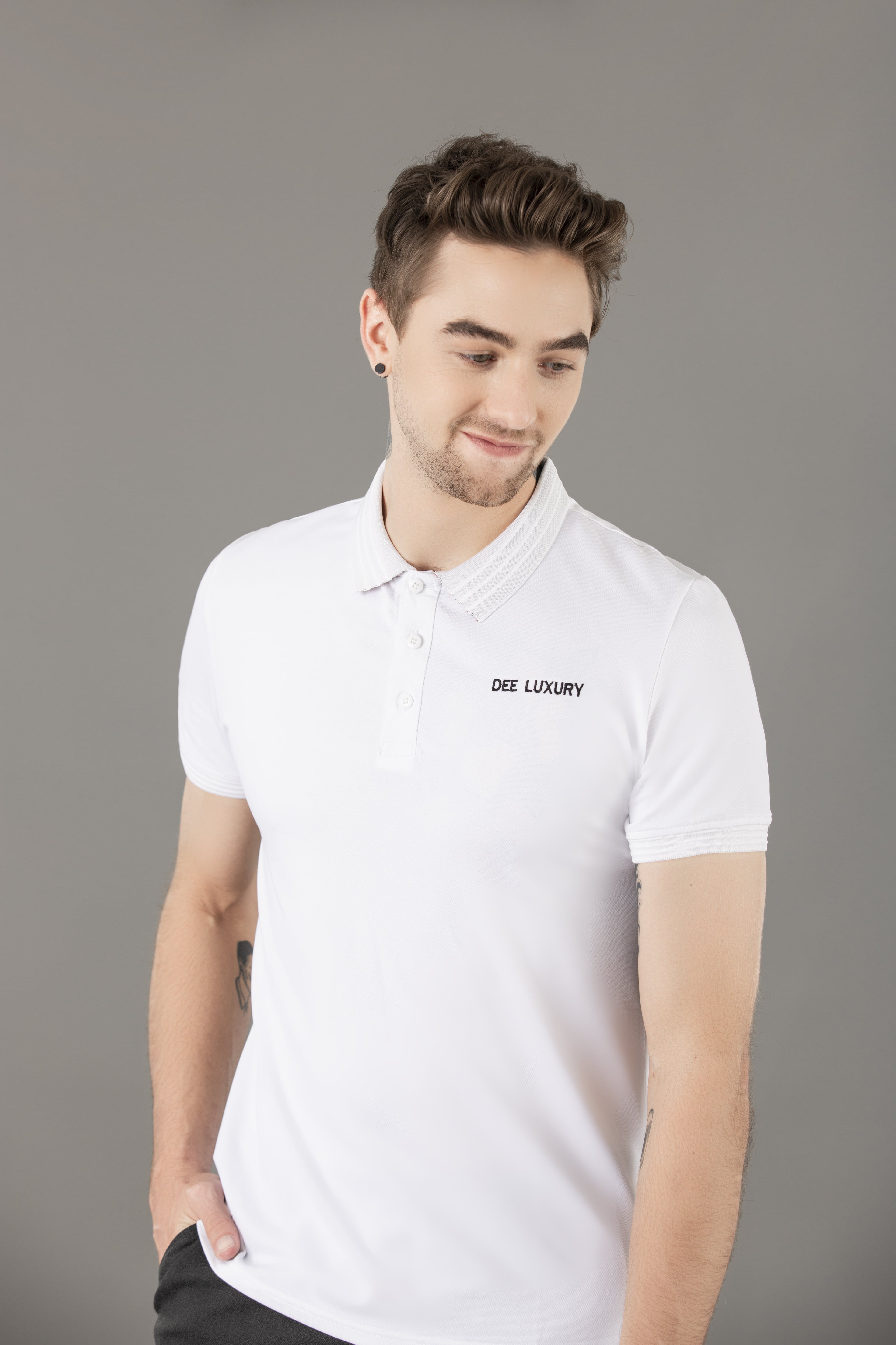 Áo polo, áo POLO nam, Polo nam, Polo Dee Luxury, Áo Nam, Áo phông nam White Dee DEE LUXURY thiết kế cao cấp