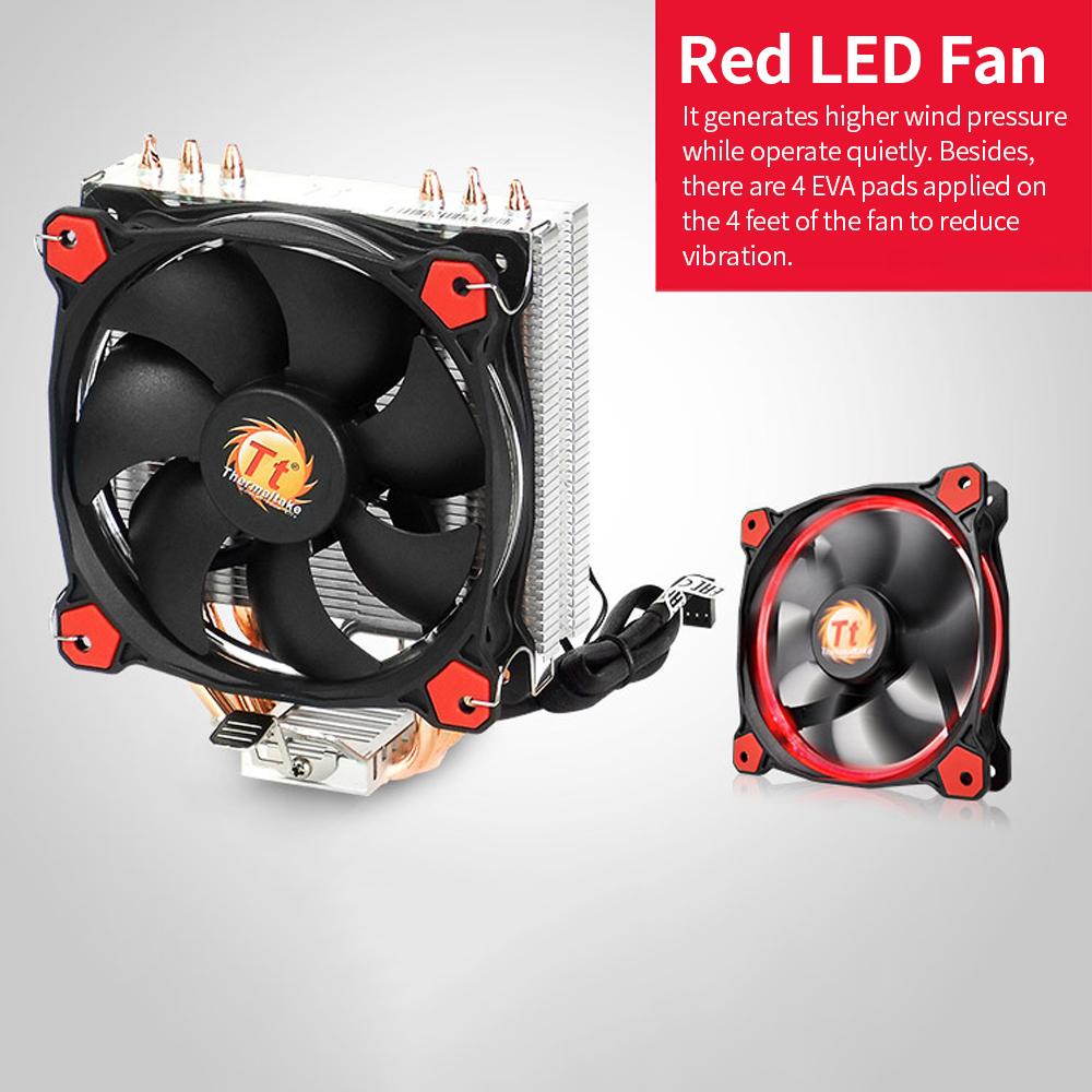Quạt chịu thủy lực Thermaltake CPU Air Cooler 120mm Red LED 3 Ống dẫn nhiệt tiếp xúc trực tiếp Vây nhôm cho Intel