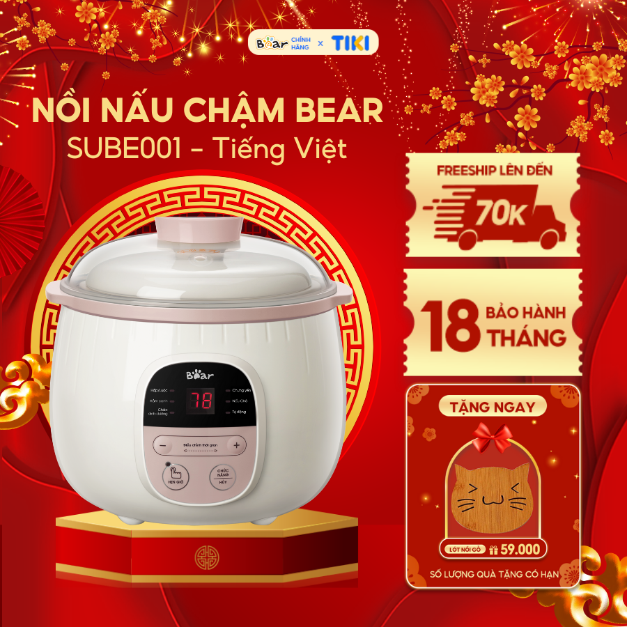 NỒI NINH HẦM CÁCH THỦY NẤU CHÁO BEAR DDZ-B08C1