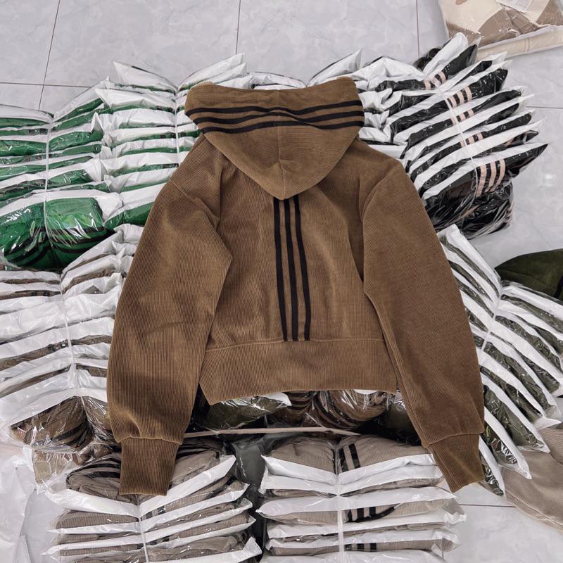 [LZ] Áo khoác nhung tăm xỏ ngón ( kèm túi trong) phối viền nón dễ thương hàng đẹp-A2196 - Nude xám