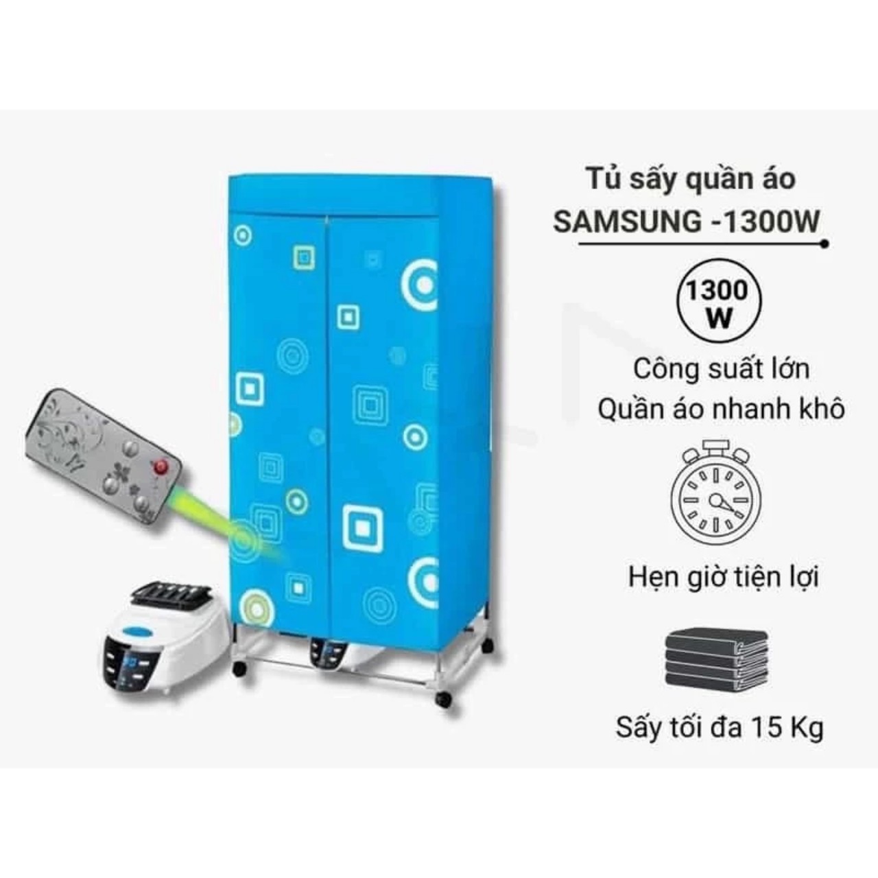 Máy sấy quần áo, Tủ sấy quần áo gấp gọn 1300W tải trọng 15kg hàng cao cấp hong khô nhanh