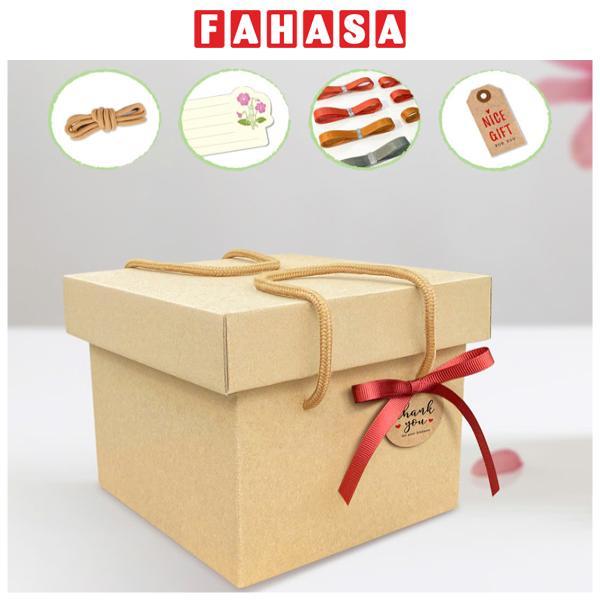 Hộp Quà Kraft Xếp Có Quai Hình Vuông Trụ - 20 x 20 cm - Linh Lan