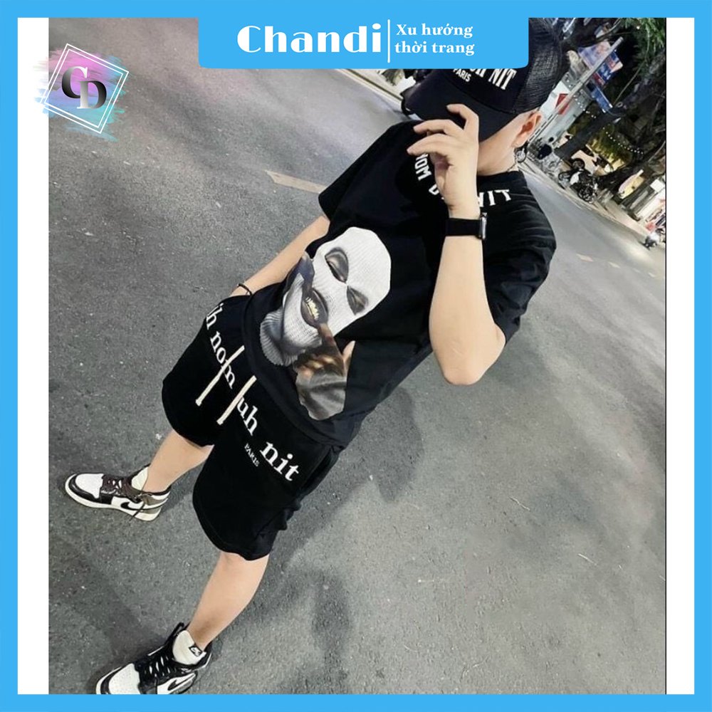 Đồ Bộ Thể Thao Nam màu đen co giãn tốt thương hiệu Chandi, Đồ Bộ Mặc Nhà chất liệu thun cao cấp mát mẻ, thấm hút mồ hôi tốt NT1904