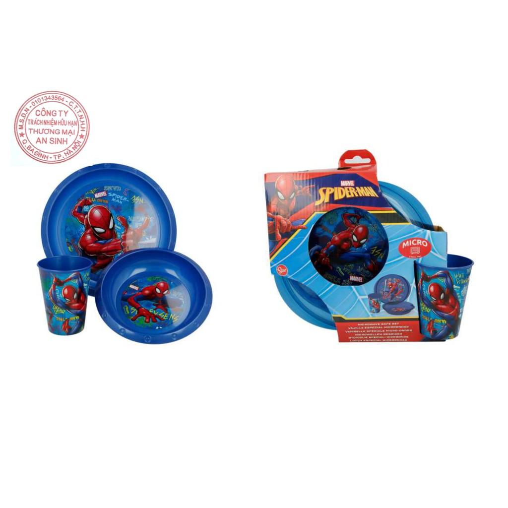 Combo SieuKid Gồm Bát, Đĩa, Ly Dùng Được Trong Lò Vi Sóng Spider-Man Graffiti Chính Hãng