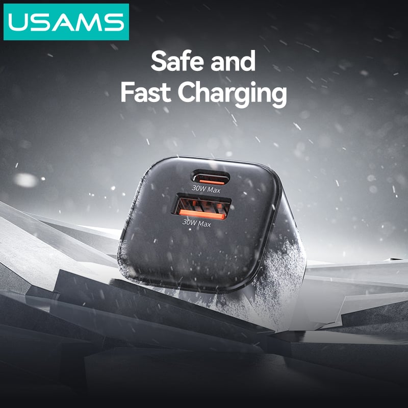 Củ Sạc Nhanh 2 cổng C+A USAMS CC270 30W (GaN Charger) Hàng Chính Hãng