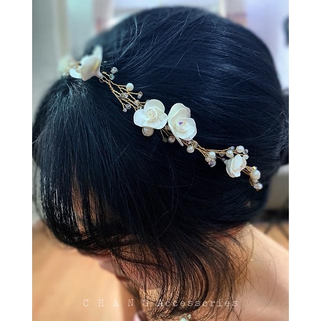 Băng Đô Tóc Thiết Kế Cao Cấp - Phụ Kiện Cài Tóc Handmade Cô Dâu Sang Trọng Hoa BCT11
