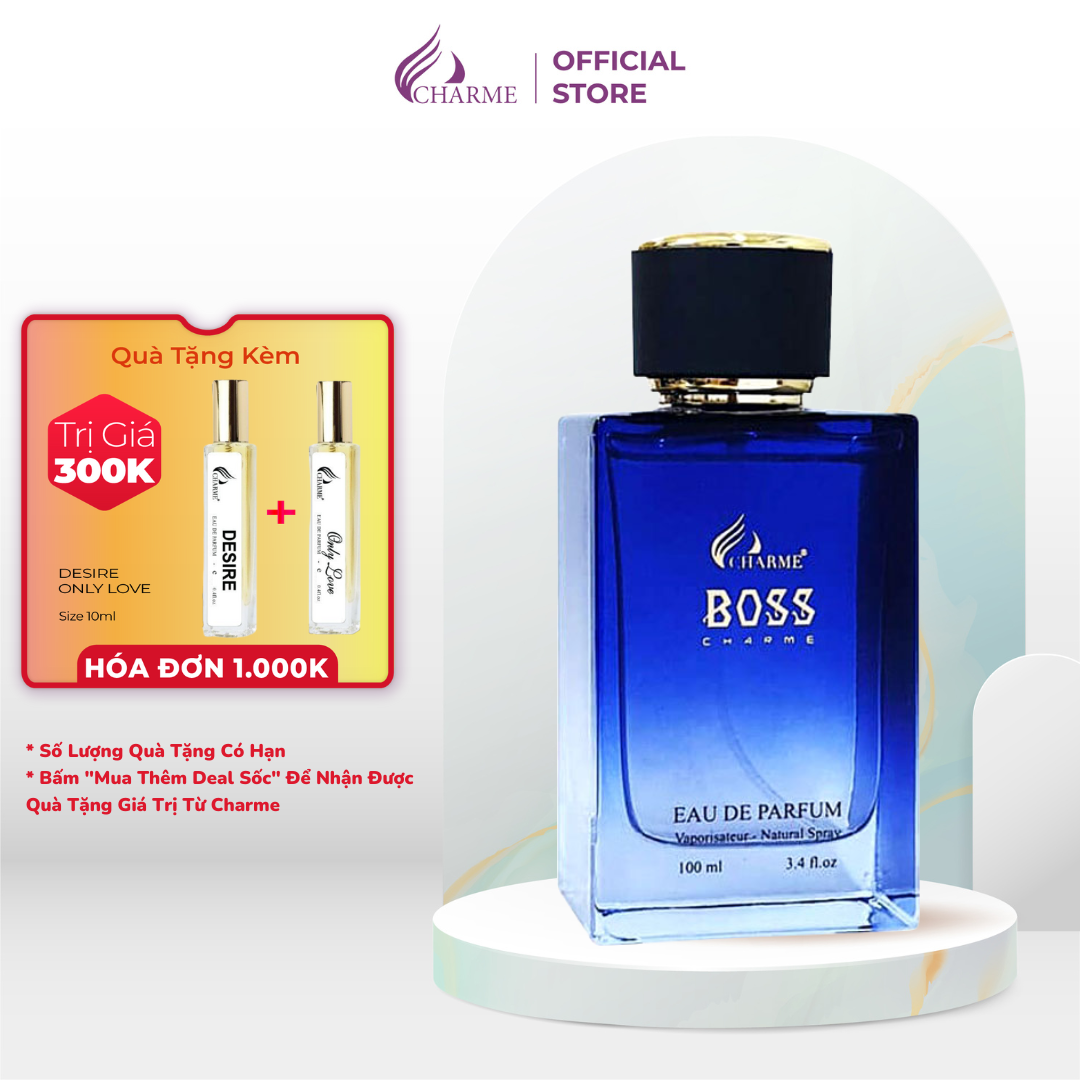 Nước hoa nam cao cấp, Charme Boss, hương phương đông, hương thơm mạnh mẽ, lưu hương lâu, dành cho nam, 100ml