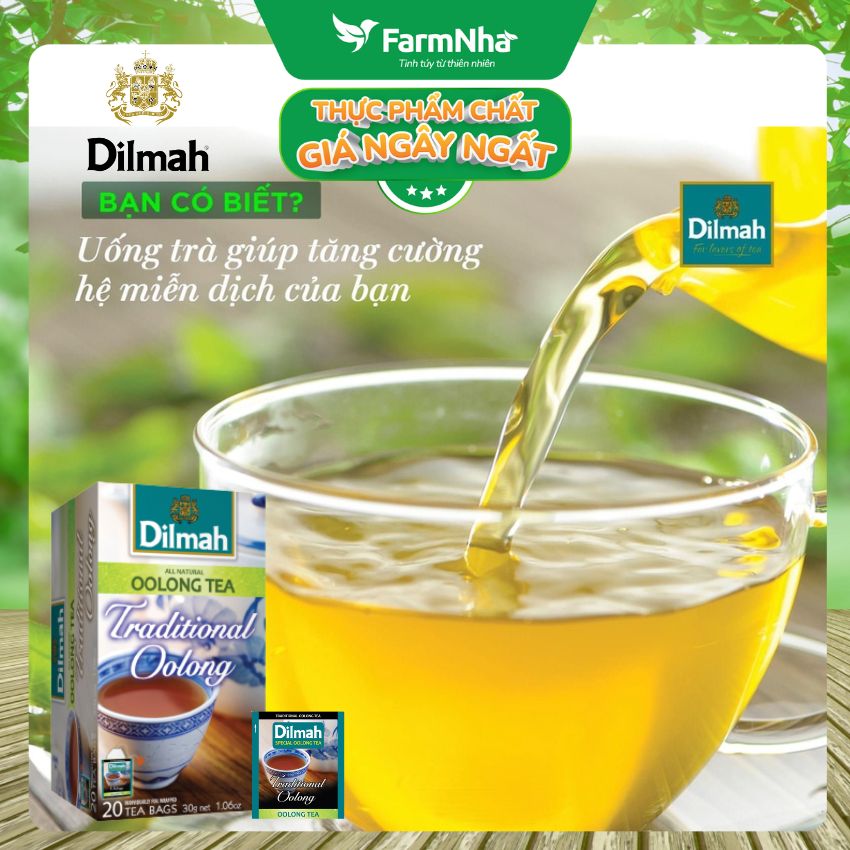 (Combo 2 hộp) Trà Dilmah Traditional Oolong Tea All Natural 30g (Túi bạc đặc biệt) 20 túi x 1.5gr Ô Long truyền thống