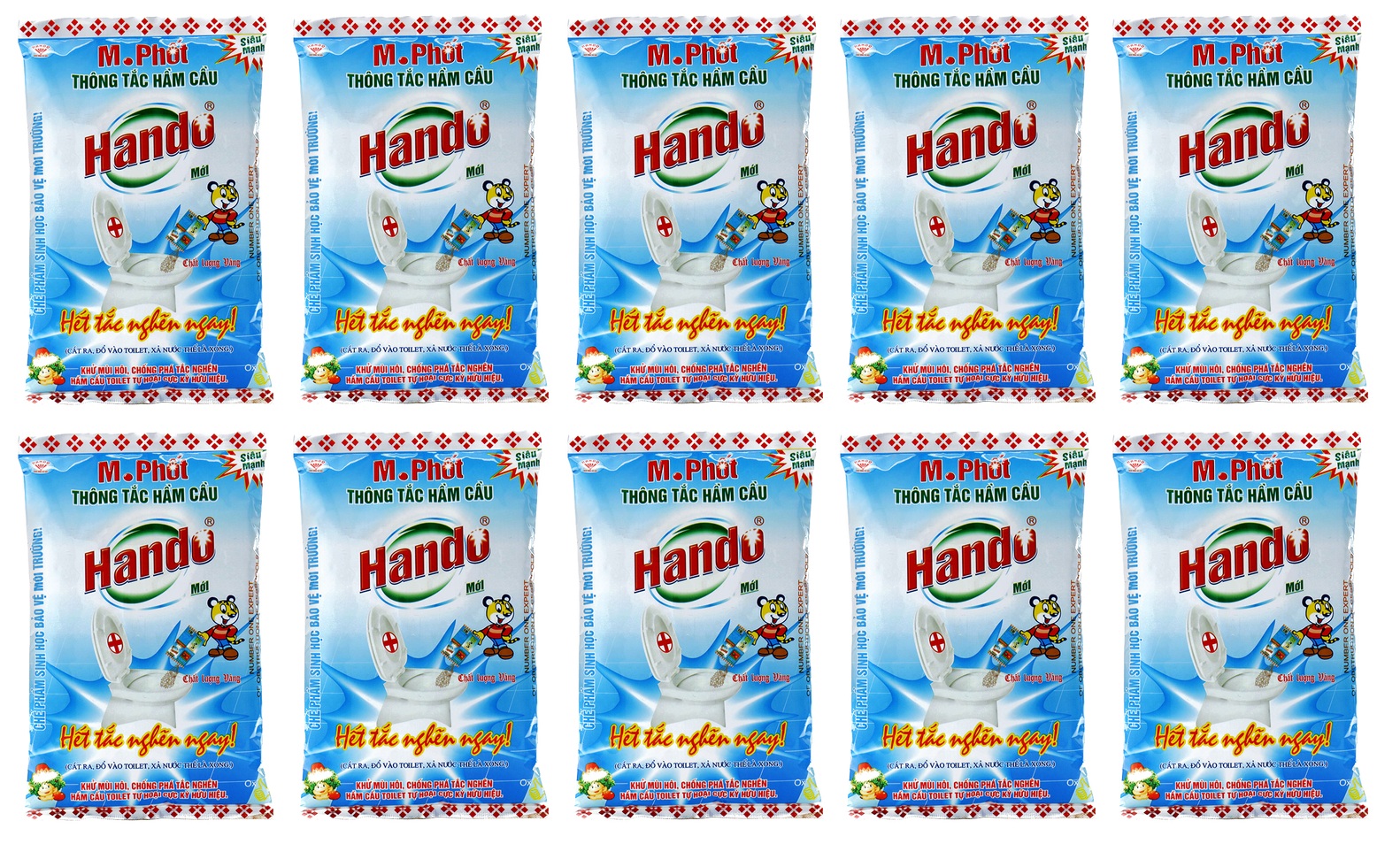 Combo 10 gói bột thông tắc bồn cầu bể phốt Hando 300Gr [Chỉ dùng cho hầm cầu bể phốt không dùng cho đường ống]