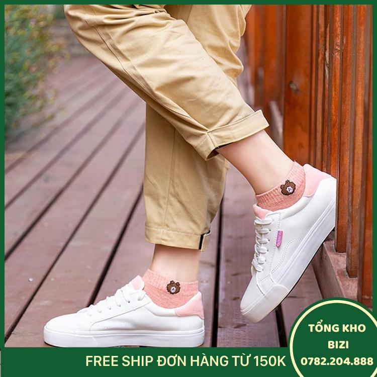 Combo 2 Set Túi Vớ Nữ In Hình Gấu Brown - Free Ship Toàn Quốc