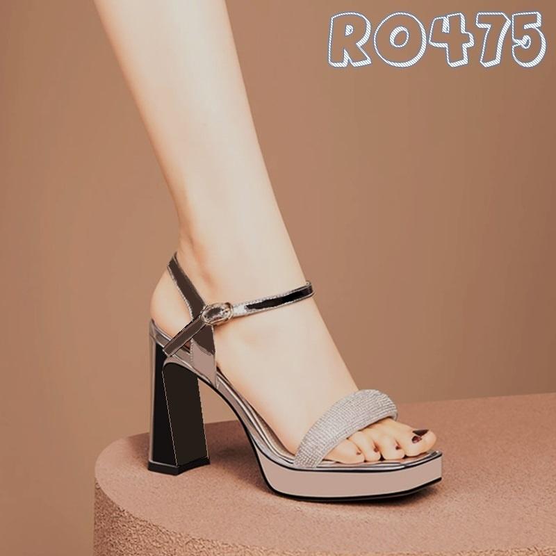 Giày cao gót nữ đẹp đế vuông 8 phân hàng hiệu rosata hai màu đen nâu ro475