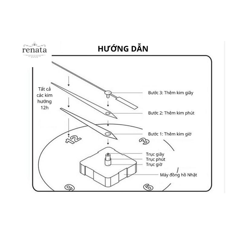 Đồng hồ trang trí dán tường 3D phong cách châu Âu độc đáo, Máy kim trôi êm ái